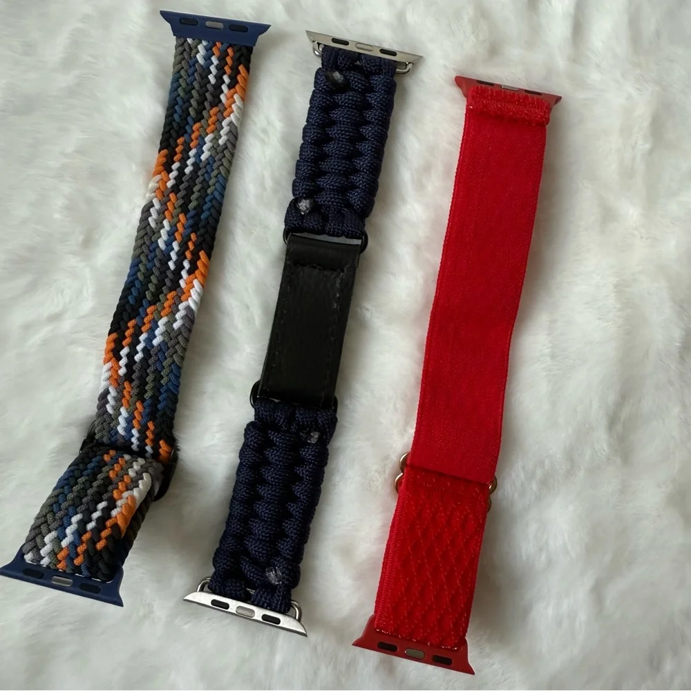 Bundle 3 Colorful Braided Watch Bands Set Woven Paracord for Apple Watch